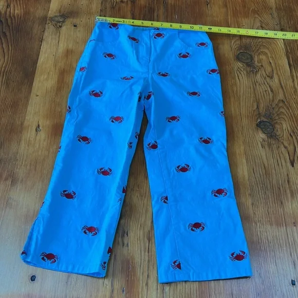 Lilly Pulitzer Vintage White Label Aqua and Red Girls‎ Capris Slit Size 10 EUC - Picture 5 of 8
